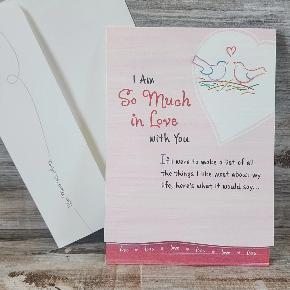 Blue Mountain Arts Love Greeting Card with Envelope Lovebirds Poetry Pink